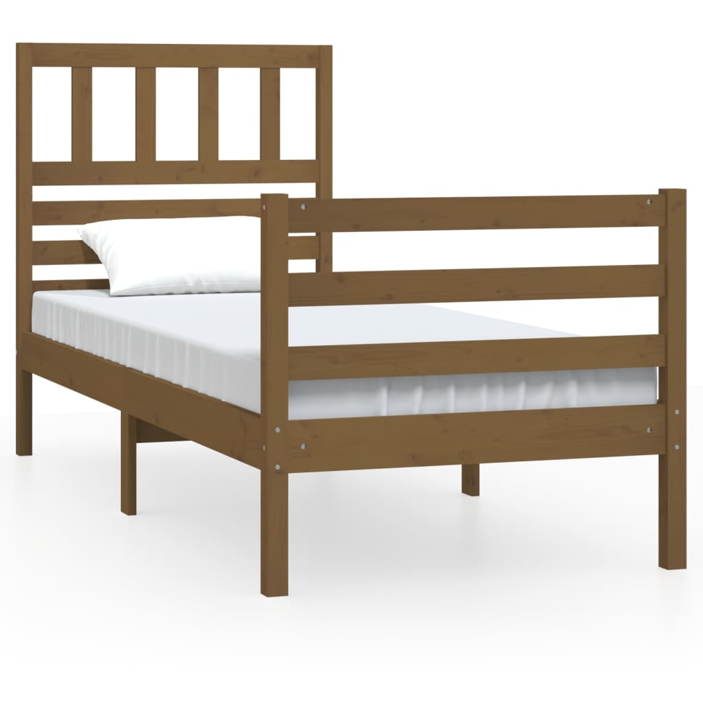 Bed Frame without Mattress Honey Brown Solid Wood 90x200 cm