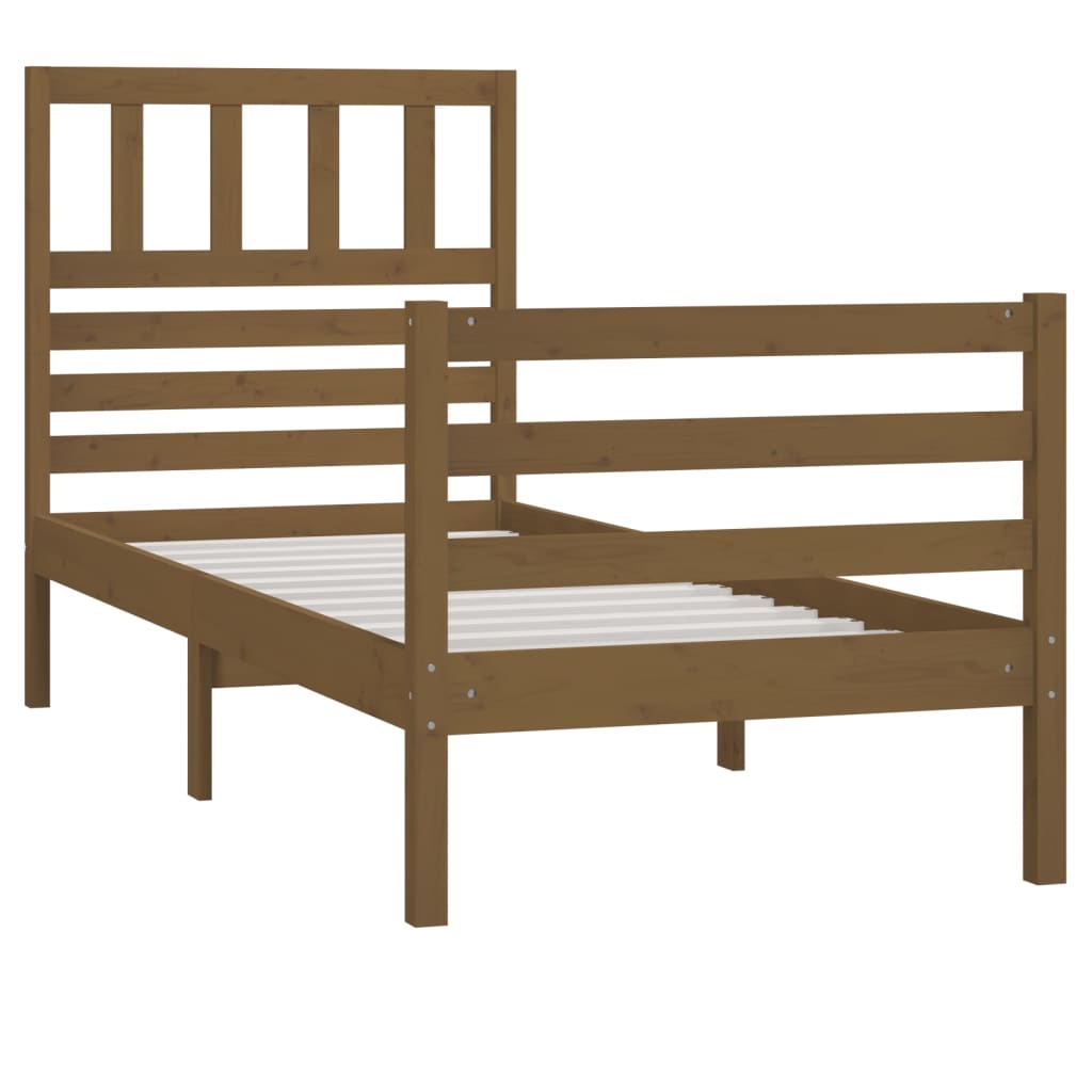 Bed Frame without Mattress Honey Brown Solid Wood 90x200 cm