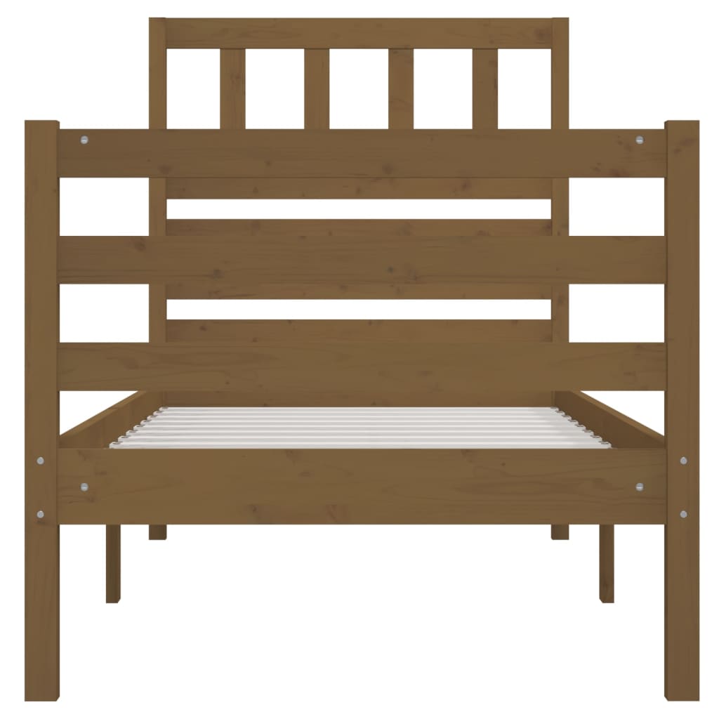 Bed Frame without Mattress Honey Brown Solid Wood 90x200 cm