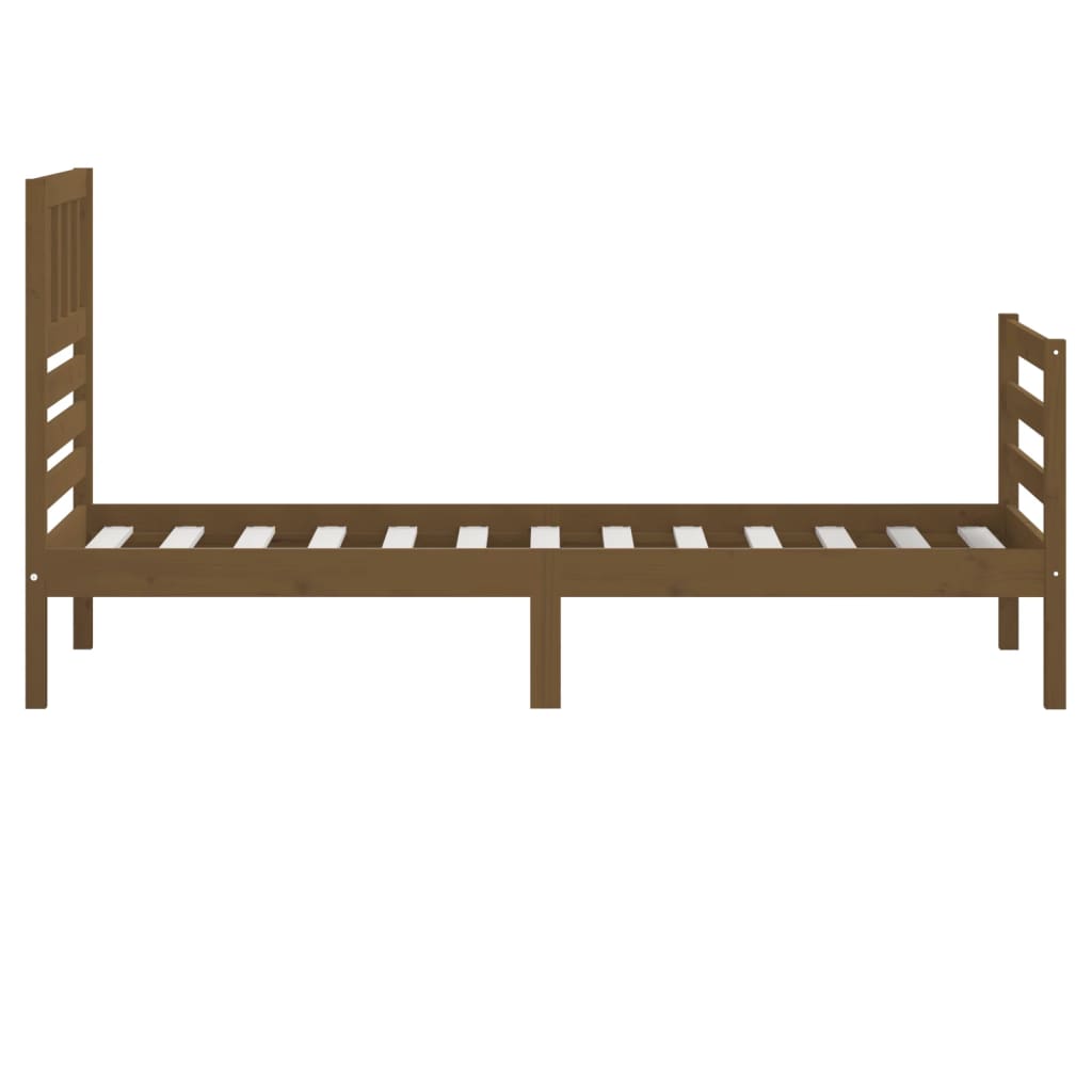 Bed Frame without Mattress Honey Brown Solid Wood 90x200 cm