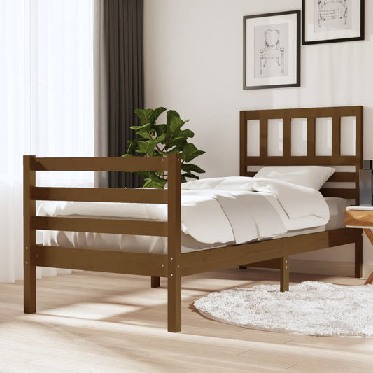 Bed Frame without Mattress Honey Brown Solid Wood 90x200 cm