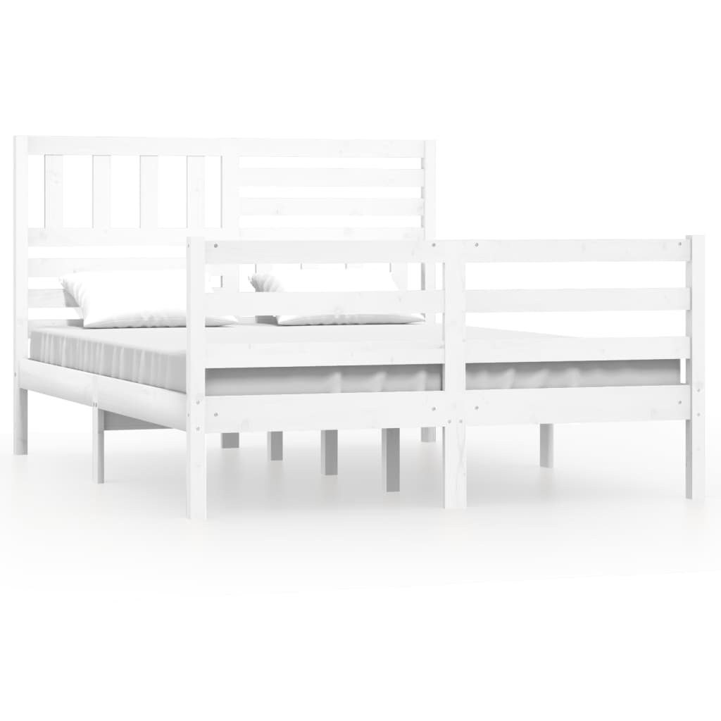 Bed Frame White 150x200 cm King Size Solid Wood