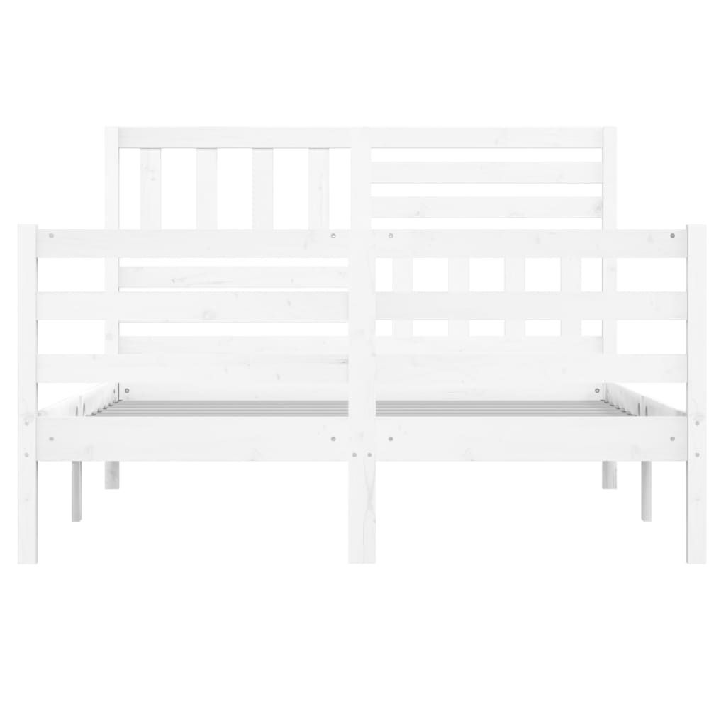 Bed Frame White 150x200 cm King Size Solid Wood