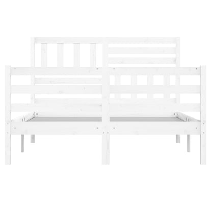 Bed Frame White 150x200 cm King Size Solid Wood