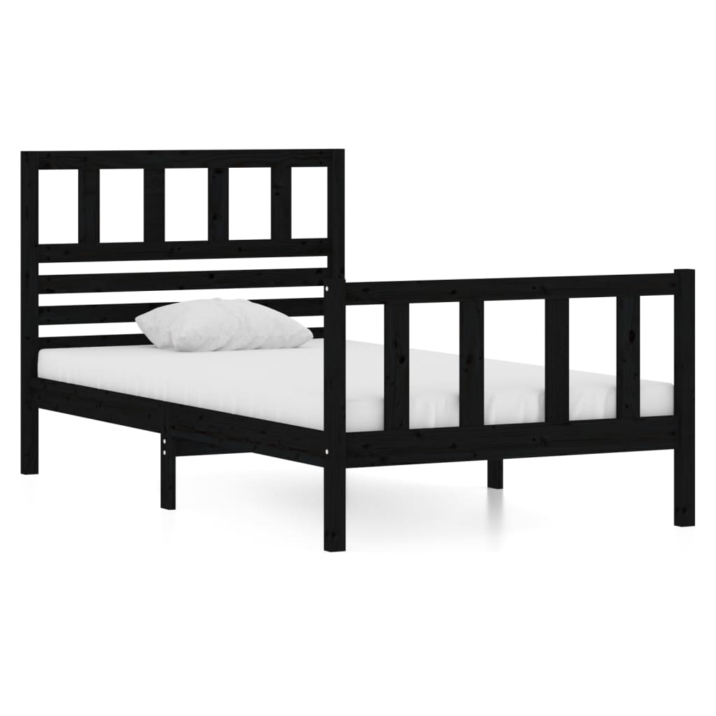 Bed Frame Black 90x190 cm Single Solid Wood