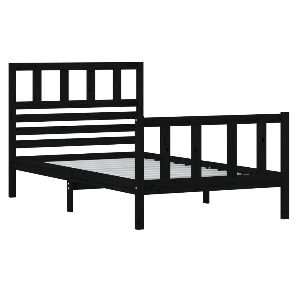 Bed Frame Black 90x190 cm Single Solid Wood