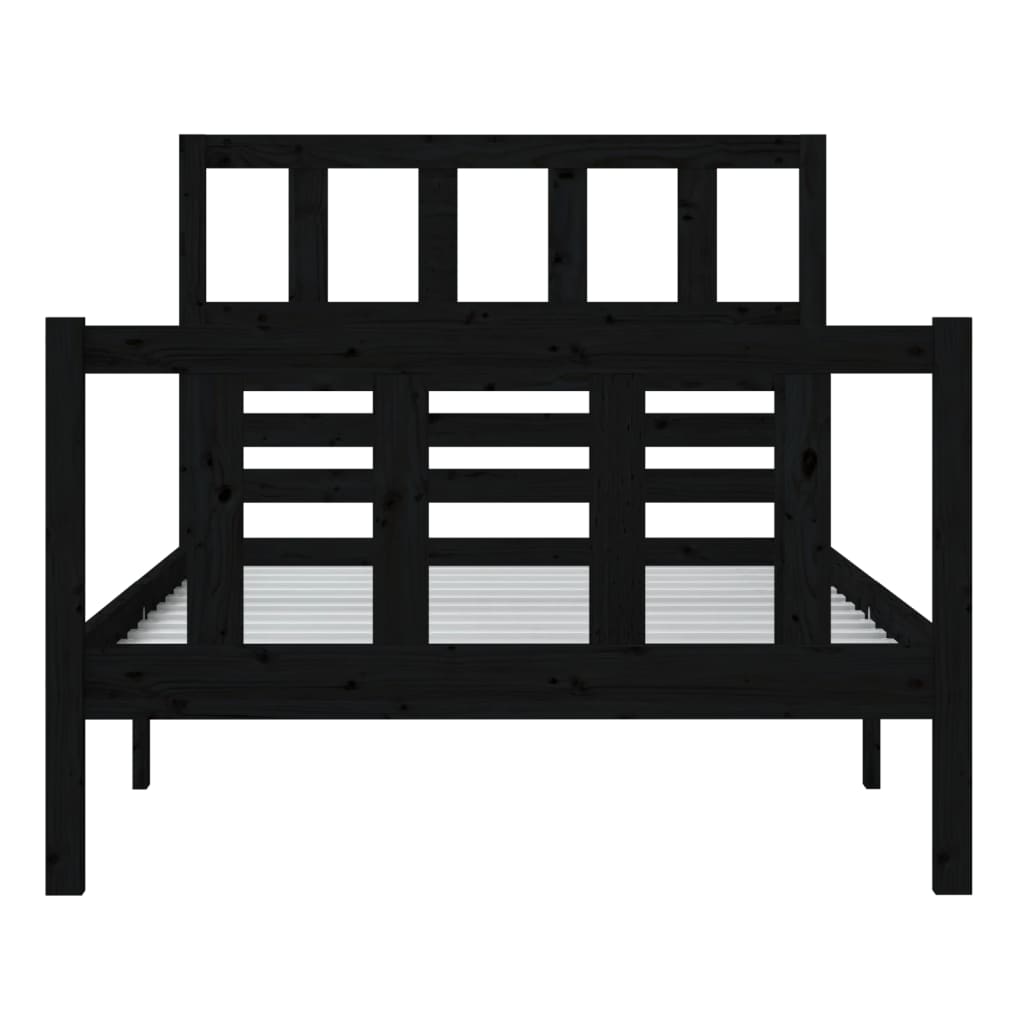 Bed Frame Black 90x190 cm Single Solid Wood