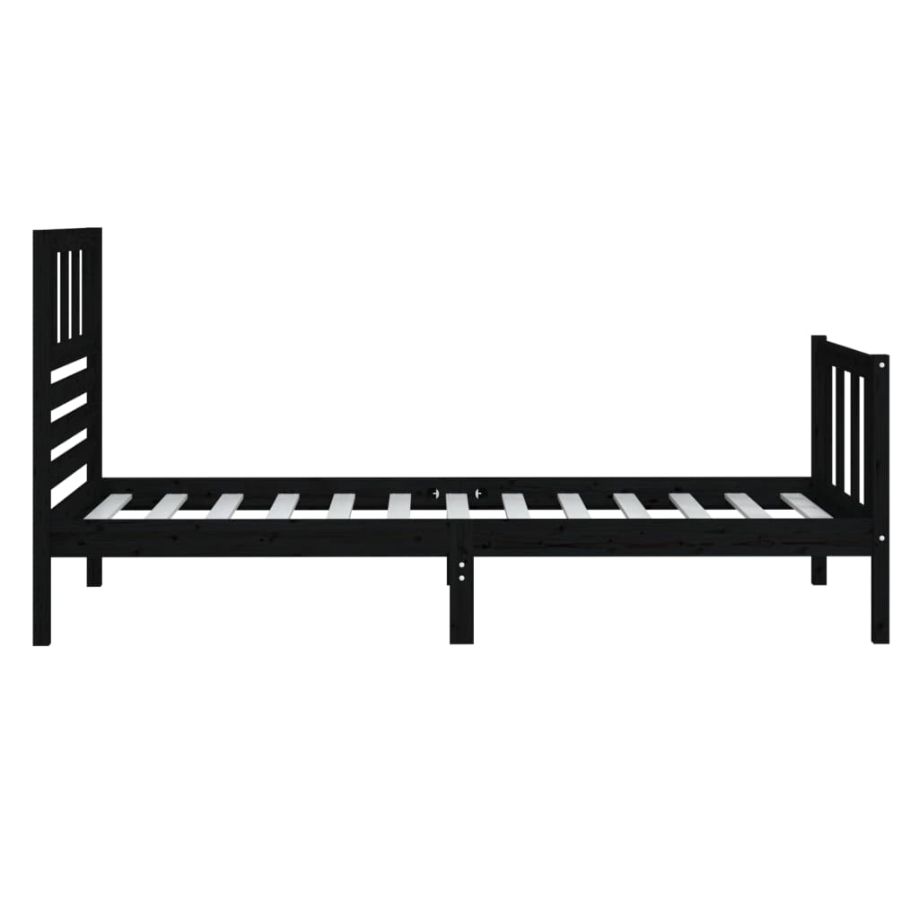 Bed Frame Black 90x190 cm Single Solid Wood