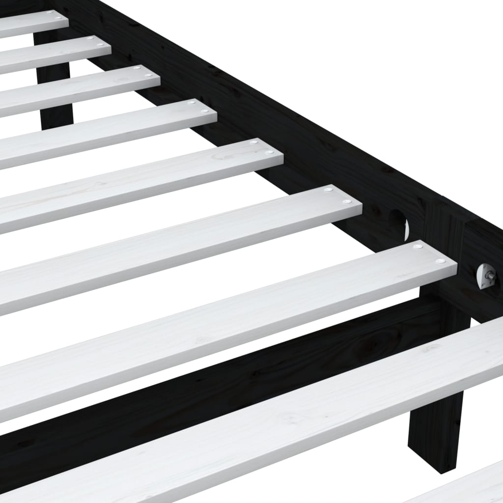 Bed Frame Black 90x190 cm Single Solid Wood