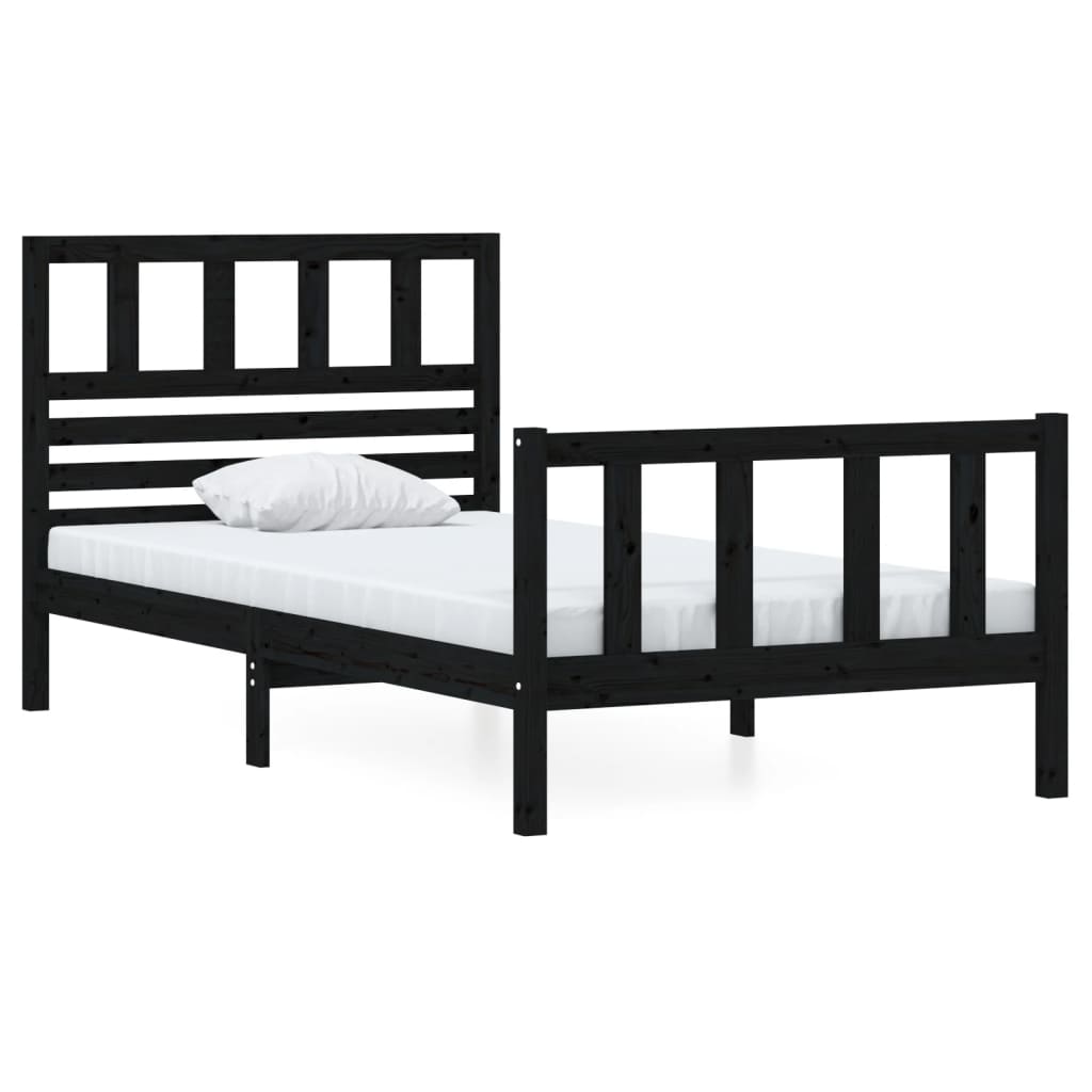 Bed Frame Black Solid Wood 90x200 cm