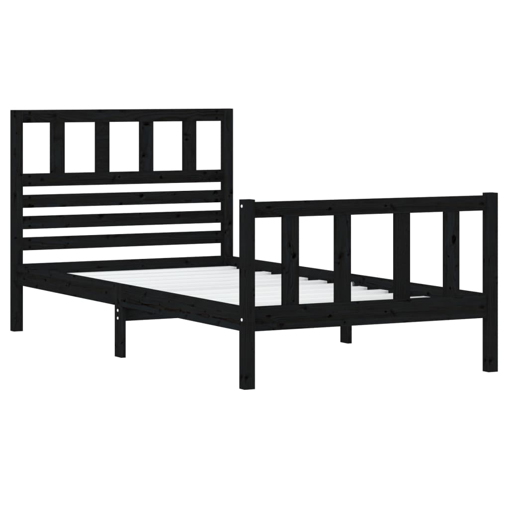 Bed Frame Black Solid Wood 90x200 cm