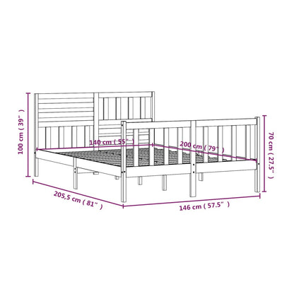 Bed Frame Solid Wood 140x200 cm