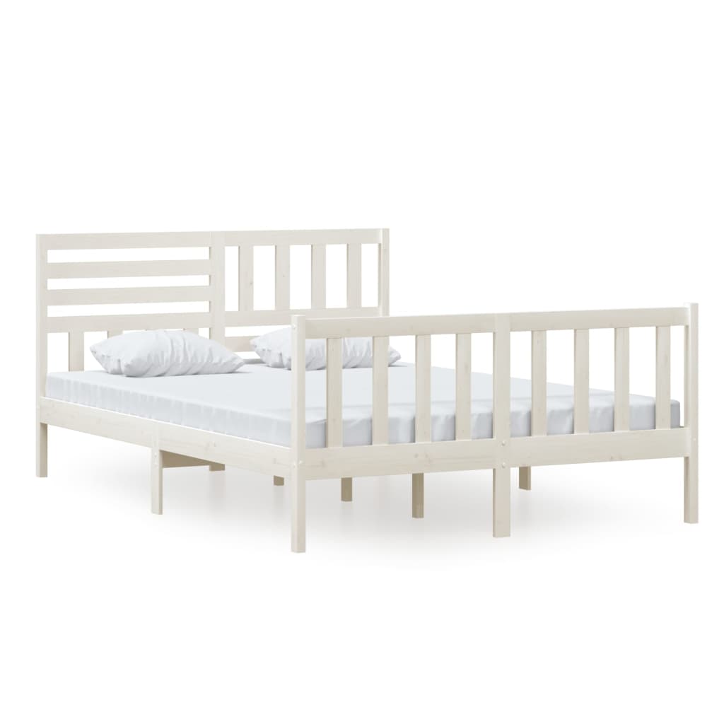 Bed Frame White Solid Wood 140x200 cm