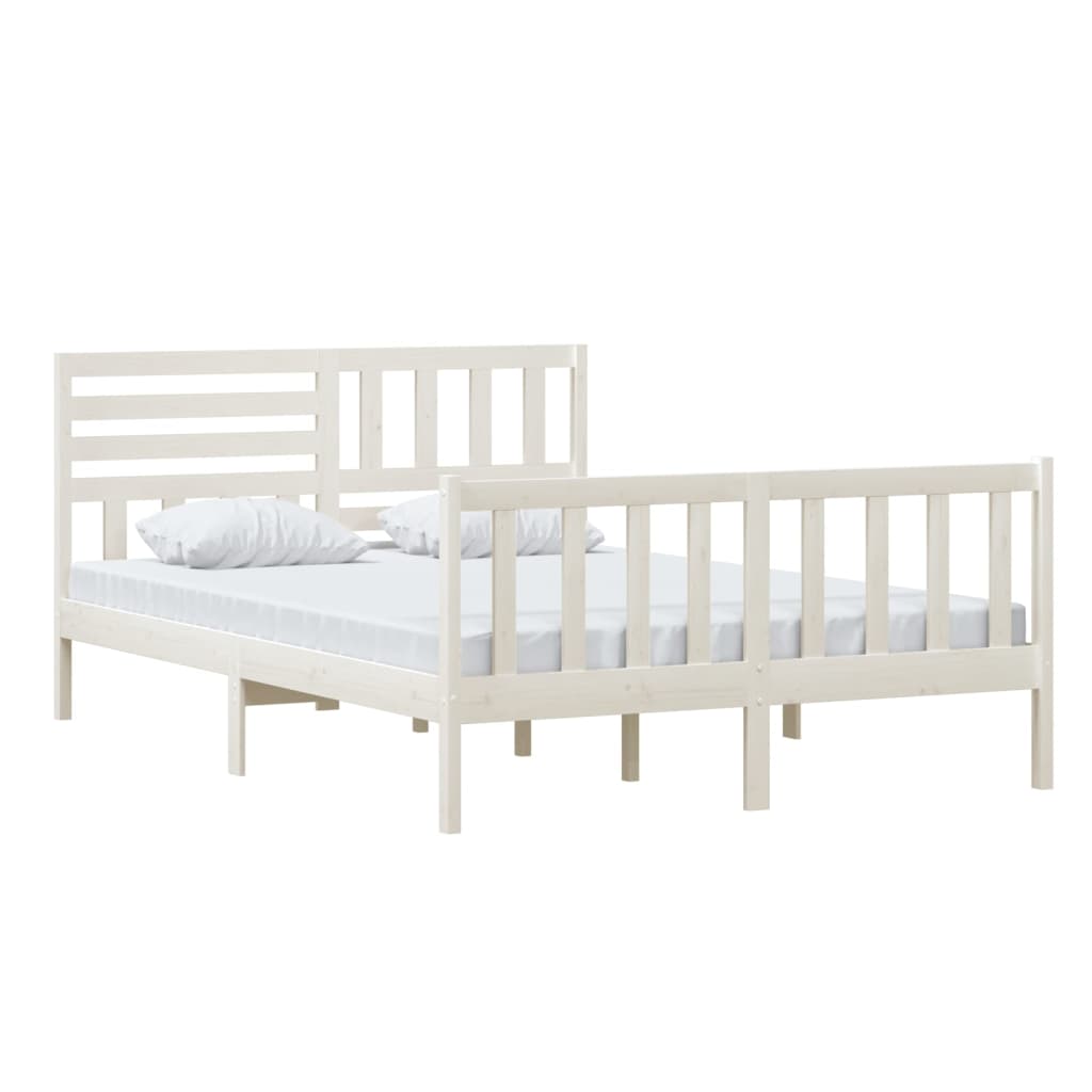 Bed Frame White Solid Wood 140x200 cm