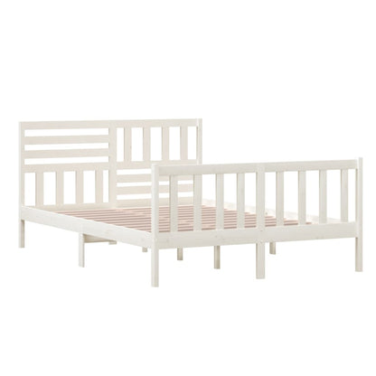 Bed Frame White Solid Wood 140x200 cm