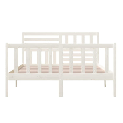 Bed Frame White Solid Wood 140x200 cm