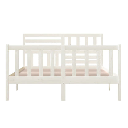 Bed Frame White 150x200 cm King Size Solid Wood