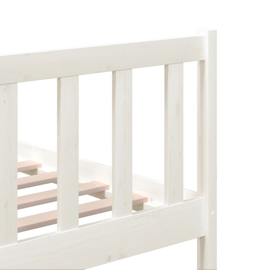 Bed Frame White 150x200 cm King Size Solid Wood