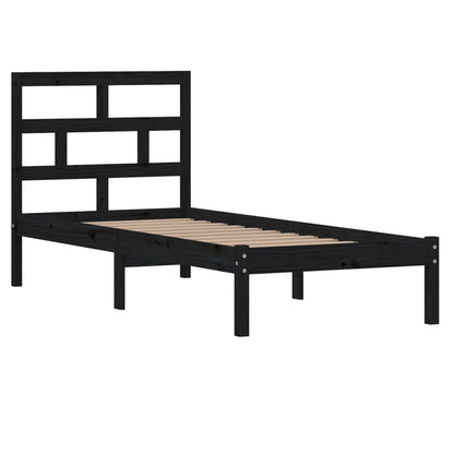 Bed Frame Black 75x190 cm Small Single Solid Wood