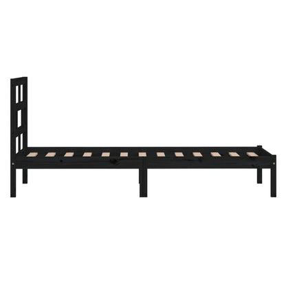 Bed Frame Black 75x190 cm Small Single Solid Wood