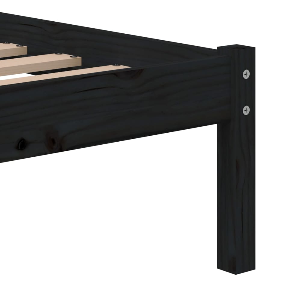 Bed Frame Black 75x190 cm Small Single Solid Wood