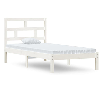 Bed Frame without Mattress White Single Solid Wood