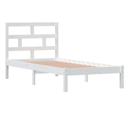 Bed Frame without Mattress White Single Solid Wood