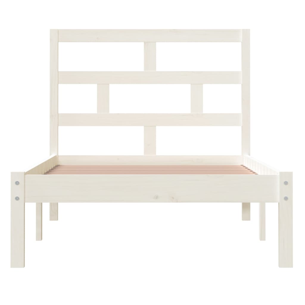 Bed Frame without Mattress White Single Solid Wood