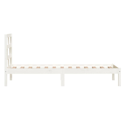 Bed Frame without Mattress White Single Solid Wood