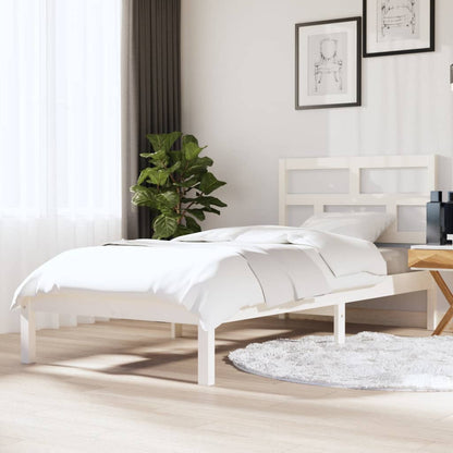 Bed Frame without Mattress White Single Solid Wood