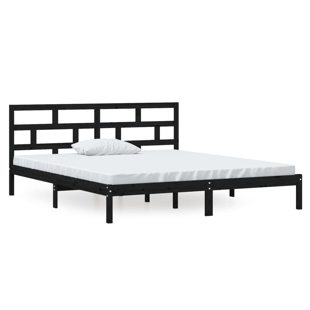 Bed Frame without Mattress Black Double Solid Wood