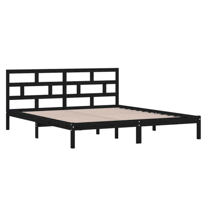 Bed Frame without Mattress Black Double Solid Wood