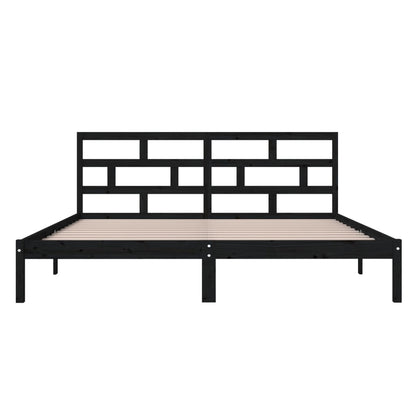 Bed Frame without Mattress Black Double Solid Wood