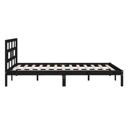 Bed Frame without Mattress Black Double Solid Wood