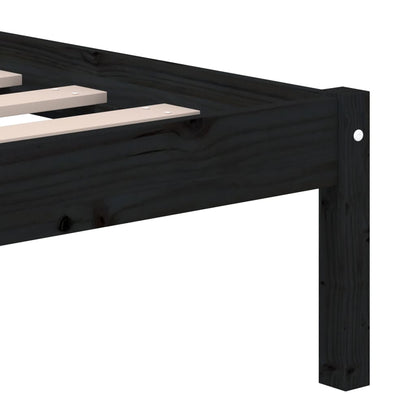 Bed Frame without Mattress Black Double Solid Wood