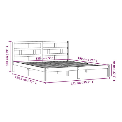 Bed Frame without Mattress Black Double Solid Wood