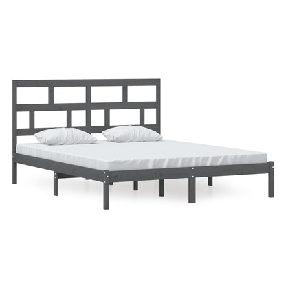 3101230 vidaXL Bed Frame without Mattress Grey Solid Wood 160x200 cm (810029+814206)