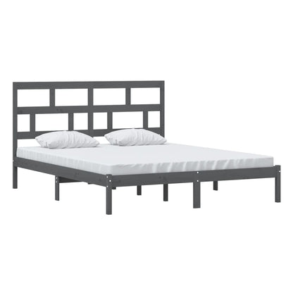 3101230 vidaXL Bed Frame without Mattress Grey Solid Wood 160x200 cm (810029+814206)