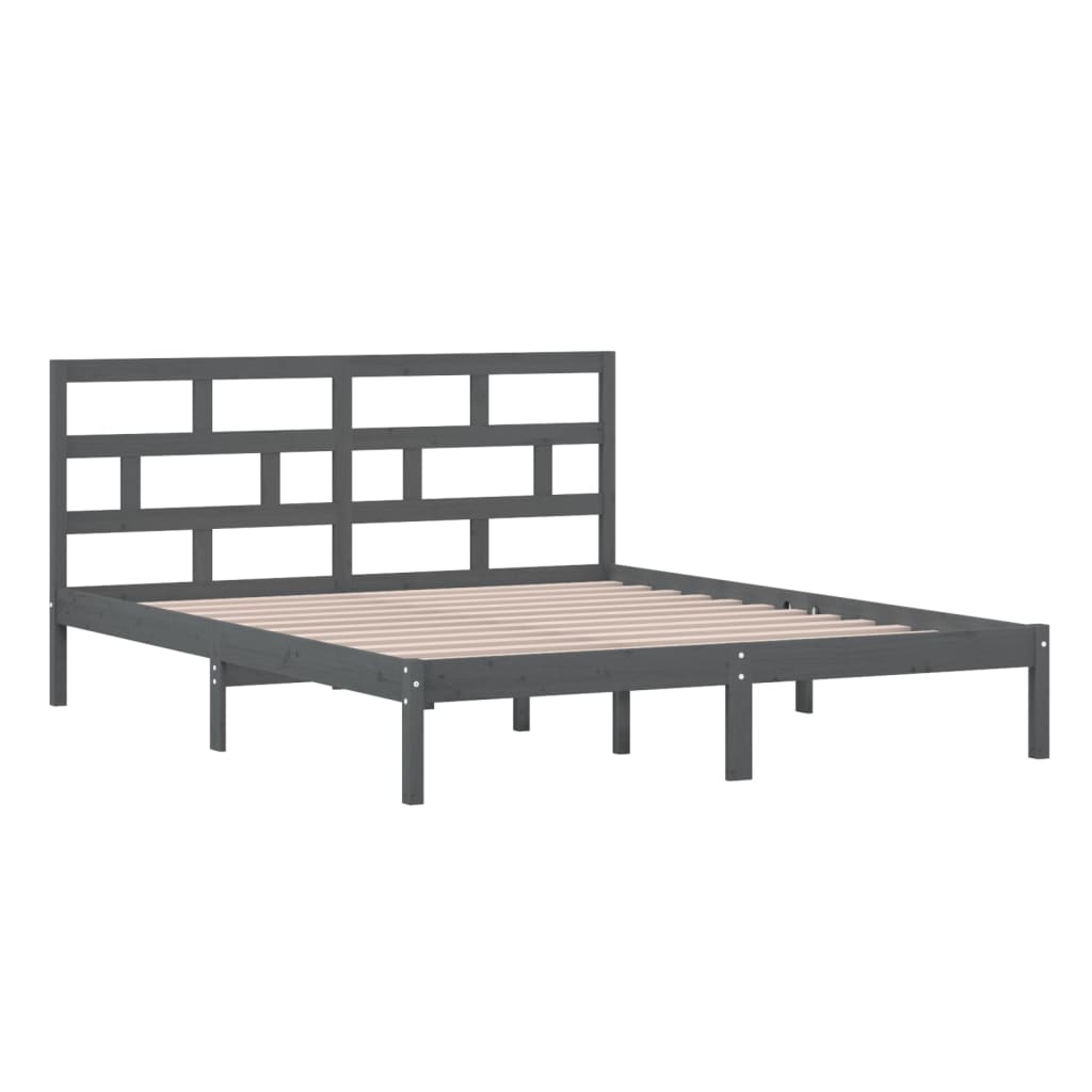 3101230 vidaXL Bed Frame without Mattress Grey Solid Wood 160x200 cm (810029+814206)