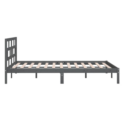 3101230 vidaXL Bed Frame without Mattress Grey Solid Wood 160x200 cm (810029+814206)