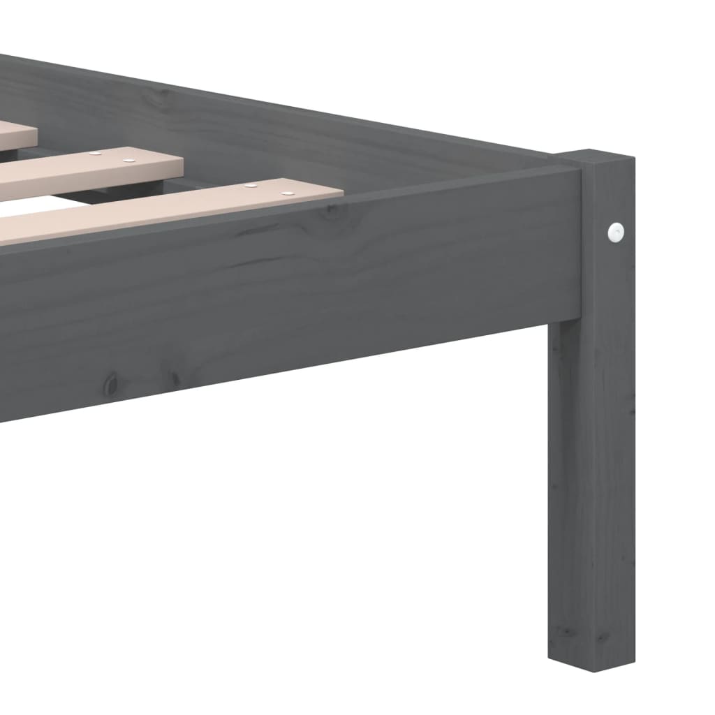 3101230 vidaXL Bed Frame without Mattress Grey Solid Wood 160x200 cm (810029+814206)