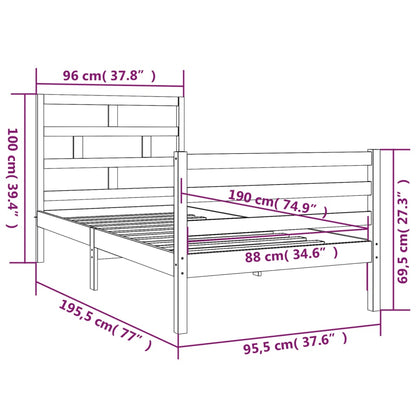 Bed Frame 90x190 cm Single Solid Wood