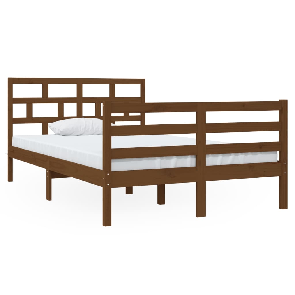 Bed Frame without Mattress Honey Brown Small Double Solid Wood