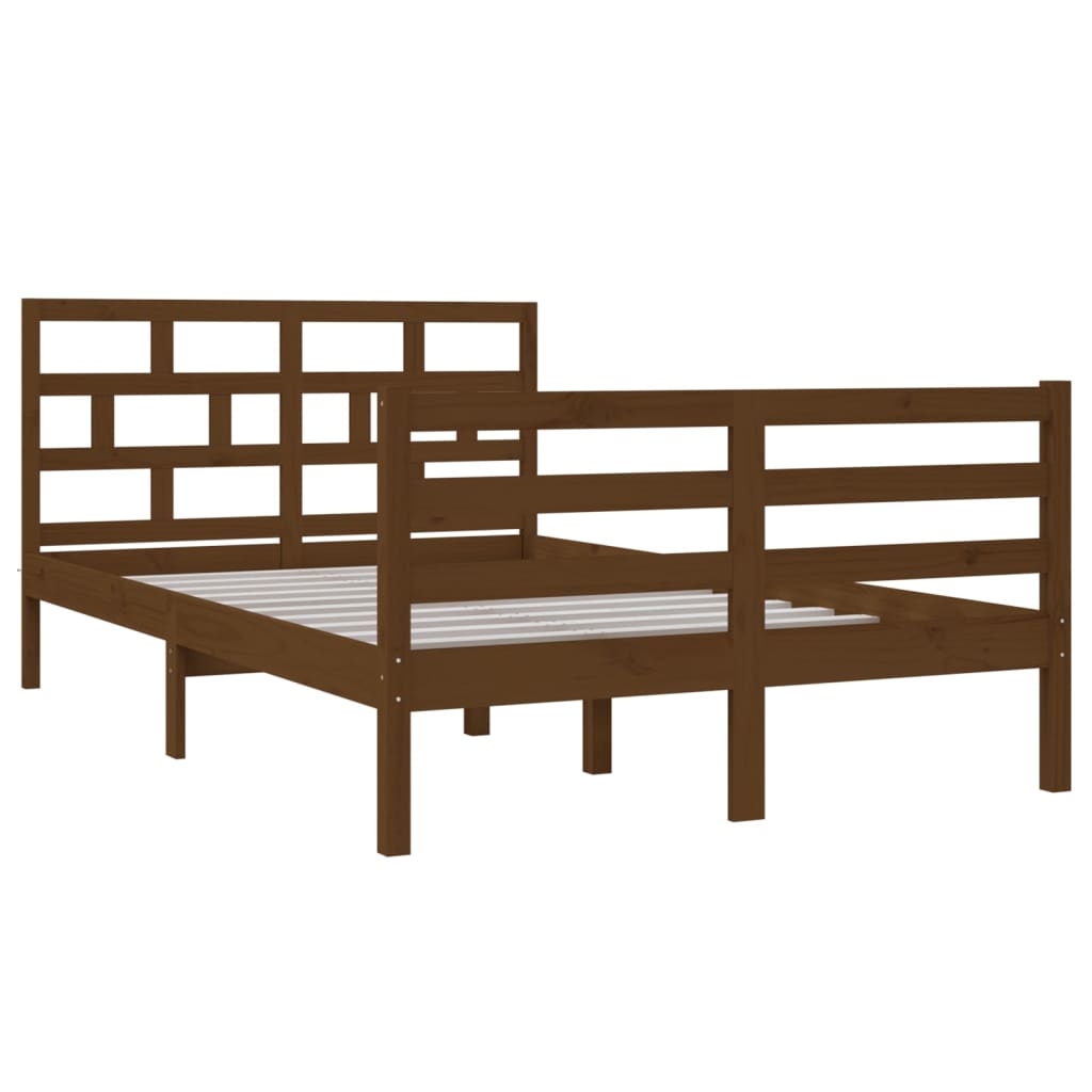 Bed Frame without Mattress Honey Brown Small Double Solid Wood