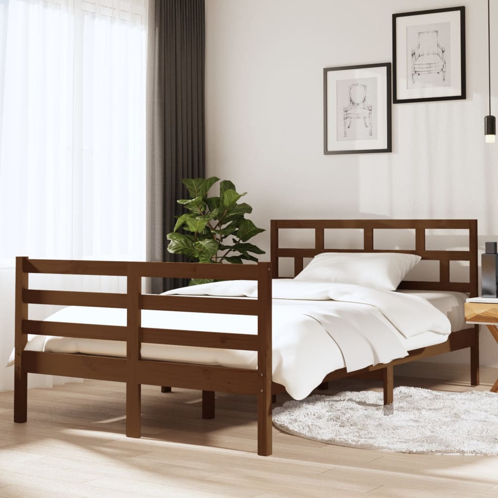 Bed Frame without Mattress Honey Brown Small Double Solid Wood