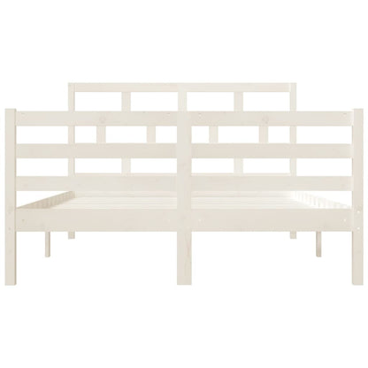 Bed Frame without Mattress White Double Solid Wood