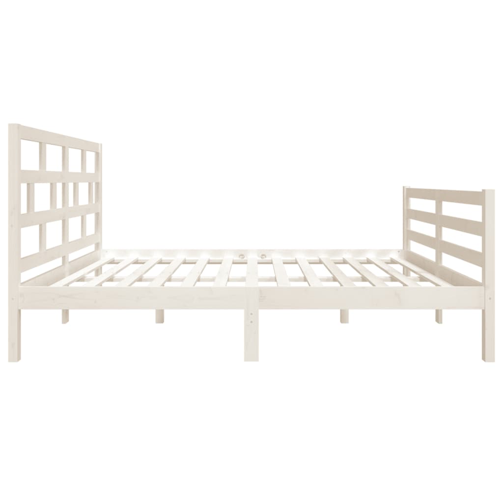 Bed Frame without Mattress White Double Solid Wood