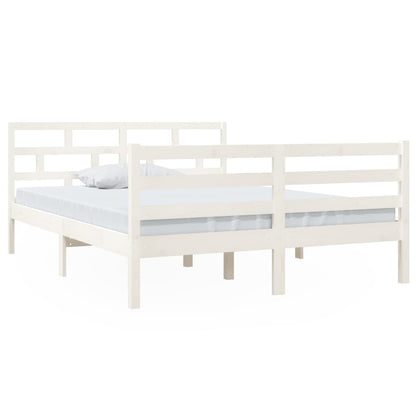 Bed Frame White Solid Wood Pine 140x190 cm