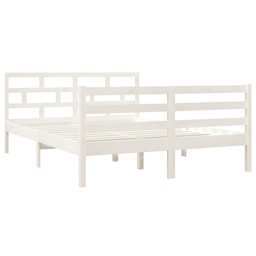 Bed Frame White Solid Wood Pine 140x190 cm