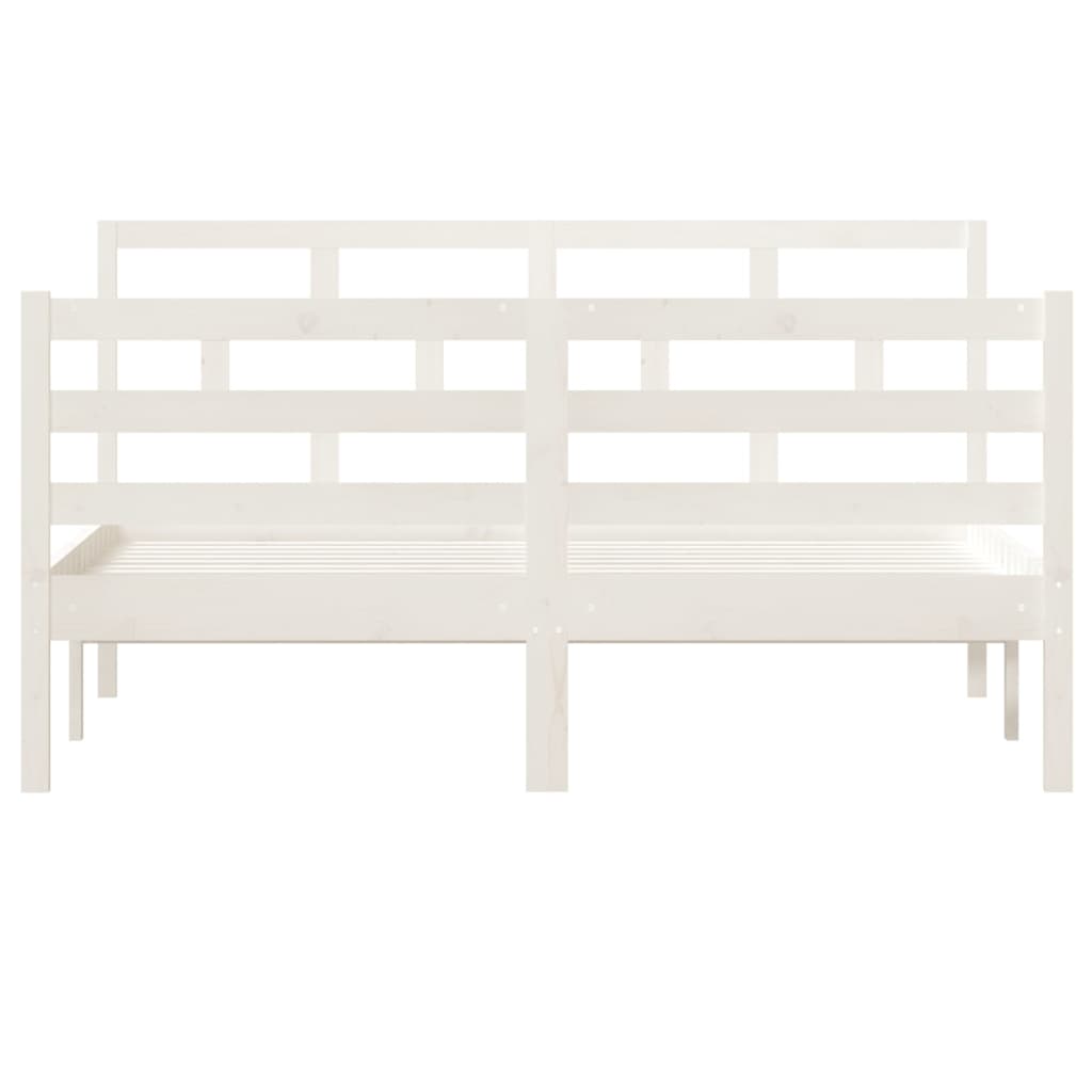 Bed Frame White Solid Wood Pine 140x190 cm